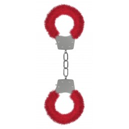 Pleasure Handcuffs Furry - Red