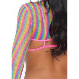 Rainbow Fishnet Top Set -...