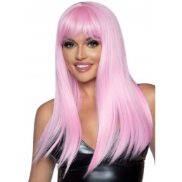 Perruque rose longue et...