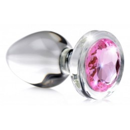Pink Gem Glass Anal Plug -...