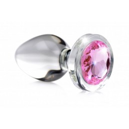 Pink Gem Glass Anal Plug -...