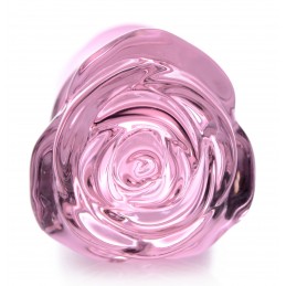 Pink Rose Glass Anal Plug -...