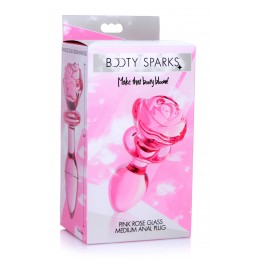 Pink Rose Glass Anal Plug -...