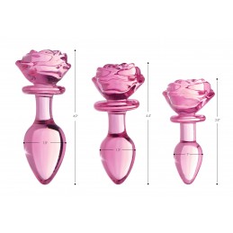 Pink Rose Glass Anal Plug -...