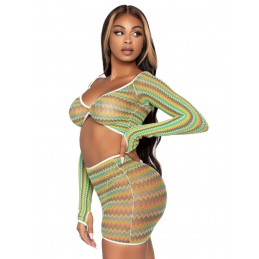 2 Pc Zig Zag Net Crop Top...
