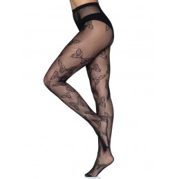 Collants résille papillon -...