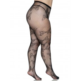 Collants résille papillon -...