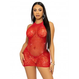 Robe courte en dentelle et...