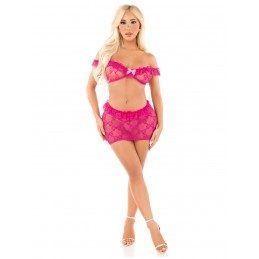 Magenta 2pc Bow Net Ruffle...
