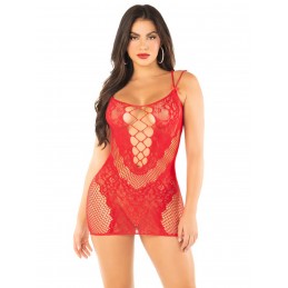 Red Lace and Net Mini Dress...