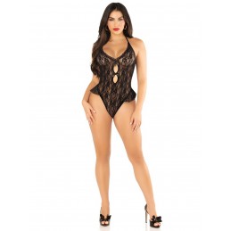 Black Floral Lace Halter...