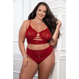 Cinnamon Red 2pc Satin Bra...