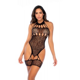 Leopard Halter Fishnet...