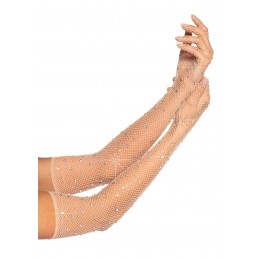 Rhinestone Fishnet Long...